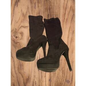 Kardasian‎ platform knee high black boots
